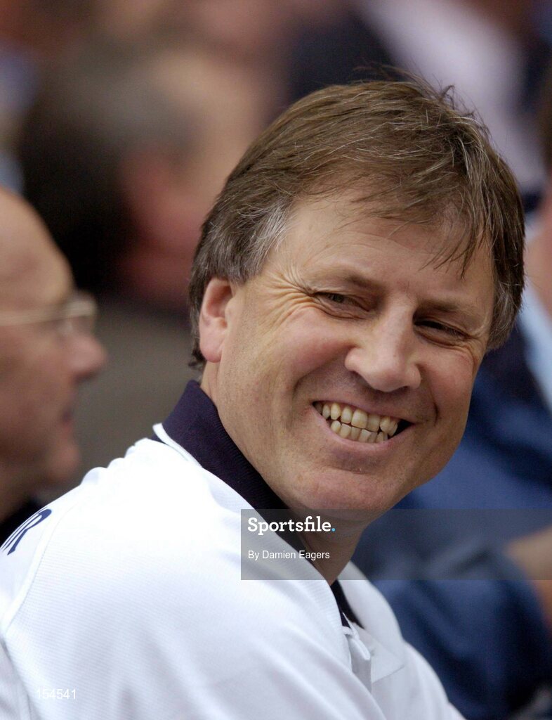 12 September 2004; Cork's manager Donal O'Grady smiles after victory over Kilkenny. Guinness All-Ireland Senior Hurling Championship Final, Cork v Kilkenny, Croke Park, Dublin. Picture credit; Damien Eagers / SPORTSFILE *** Local Caption *** Any photograph taken by SPORTSFILE during, or in connection with, the 2004 Guinness All-Ireland Hurling Final which displays GAA logos or contains an image or part of an image of any GAA intellectual property, or, which contains images of a GAA player/players in their playing uniforms, may only be used for editorial and non-advertising purposes.  Use of photographs for advertising, as posters or for purchase separately is strictly prohibited unless prior written approval has been obtained from the Gaelic Athletic Association.