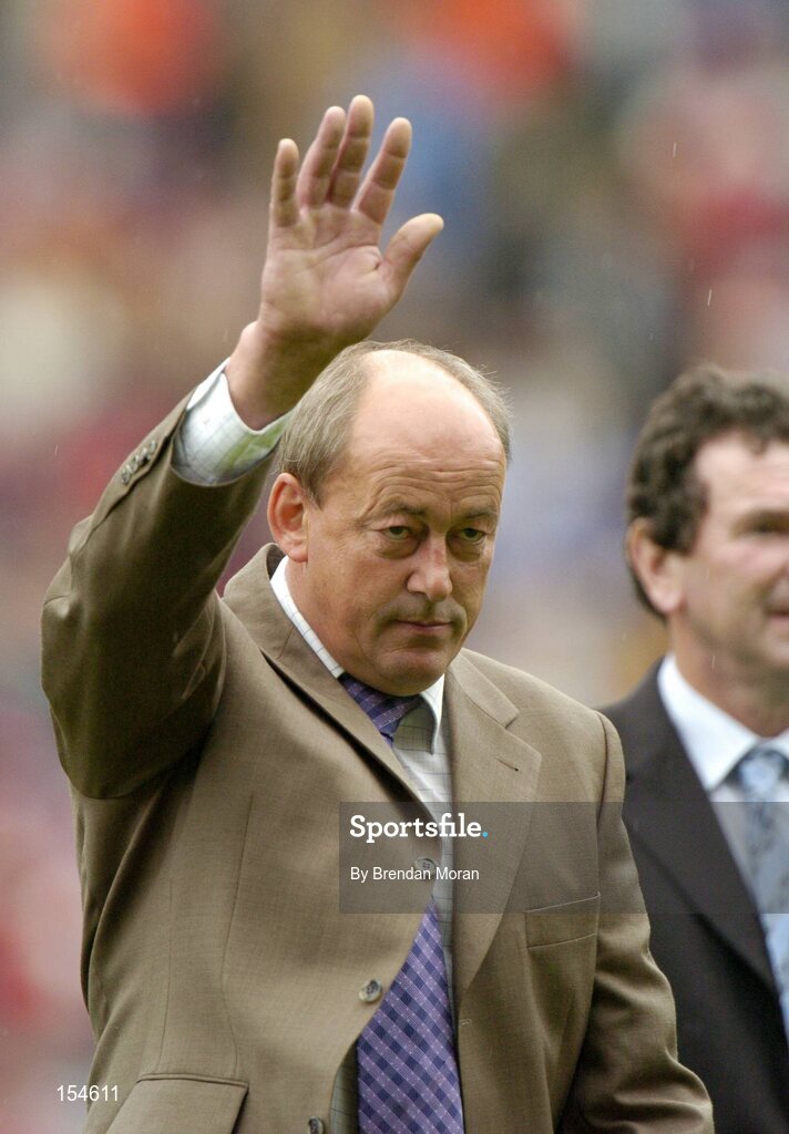 12 September 2004; Member of the 1979 Kilkenny team, Richie Reid, is introduced to the crowd before the game. Guinness All-Ireland Senior Hurling Championship Final, Cork v Kilkenny, Croke Park, Dublin. Picture credit; Brendan Moran / SPORTSFILE *** Local Caption *** Any photograph taken by SPORTSFILE during, or in connection with, the 2004 Guinness All-Ireland Hurling Final which displays GAA logos or contains an image or part of an image of any GAA intellectual property, or, which contains images of a GAA player/players in their playing uniforms, may only be used for editorial and non-advertising purposes.  Use of photographs for advertising, as posters or for purchase separately is strictly prohibited unless prior written approval has been obtained from the Gaelic Athletic Association.