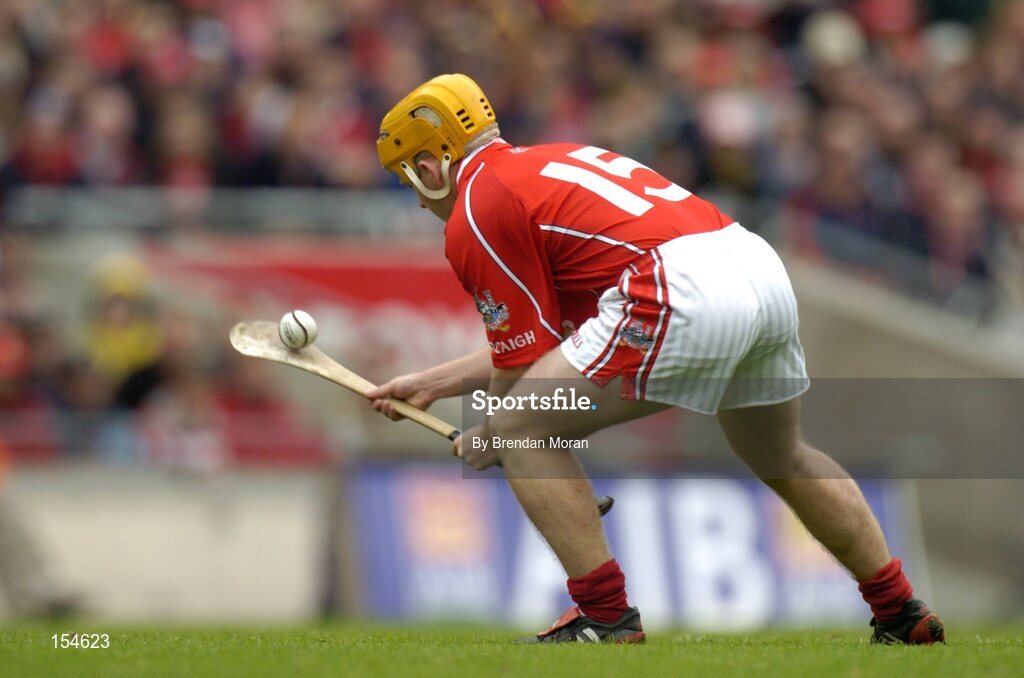 12 September 2004; Joe Deane, Cork. Guinness All-Ireland Senior Hurling Championship Final, Cork v Kilkenny, Croke Park, Dublin. Picture credit; Brendan Moran / SPORTSFILE *** Local Caption *** Any photograph taken by SPORTSFILE during, or in connection with, the 2004 Guinness All-Ireland Hurling Final which displays GAA logos or contains an image or part of an image of any GAA intellectual property, or, which contains images of a GAA player/players in their playing uniforms, may only be used for editorial and non-advertising purposes.  Use of photographs for advertising, as posters or for purchase separately is strictly prohibited unless prior written approval has been obtained from the Gaelic Athletic Association.