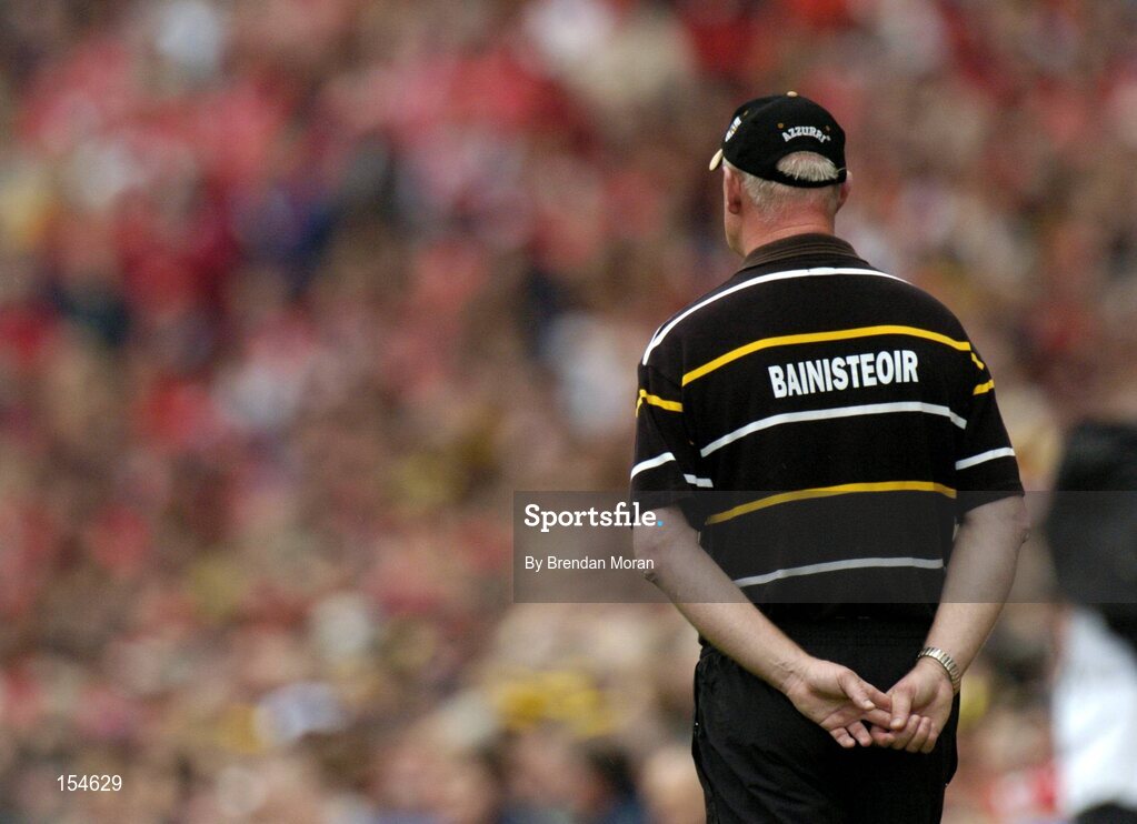 12 September 2004; Brian Cody, Kilkenny manager. Guinness All-Ireland Senior Hurling Championship Final, Cork v Kilkenny, Croke Park, Dublin. Picture credit; Brendan Moran / SPORTSFILE *** Local Caption *** Any photograph taken by SPORTSFILE during, or in connection with, the 2004 Guinness All-Ireland Hurling Final which displays GAA logos or contains an image or part of an image of any GAA intellectual property, or, which contains images of a GAA player/players in their playing uniforms, may only be used for editorial and non-advertising purposes.  Use of photographs for advertising, as posters or for purchase separately is strictly prohibited unless prior written approval has been obtained from the Gaelic Athletic Association.