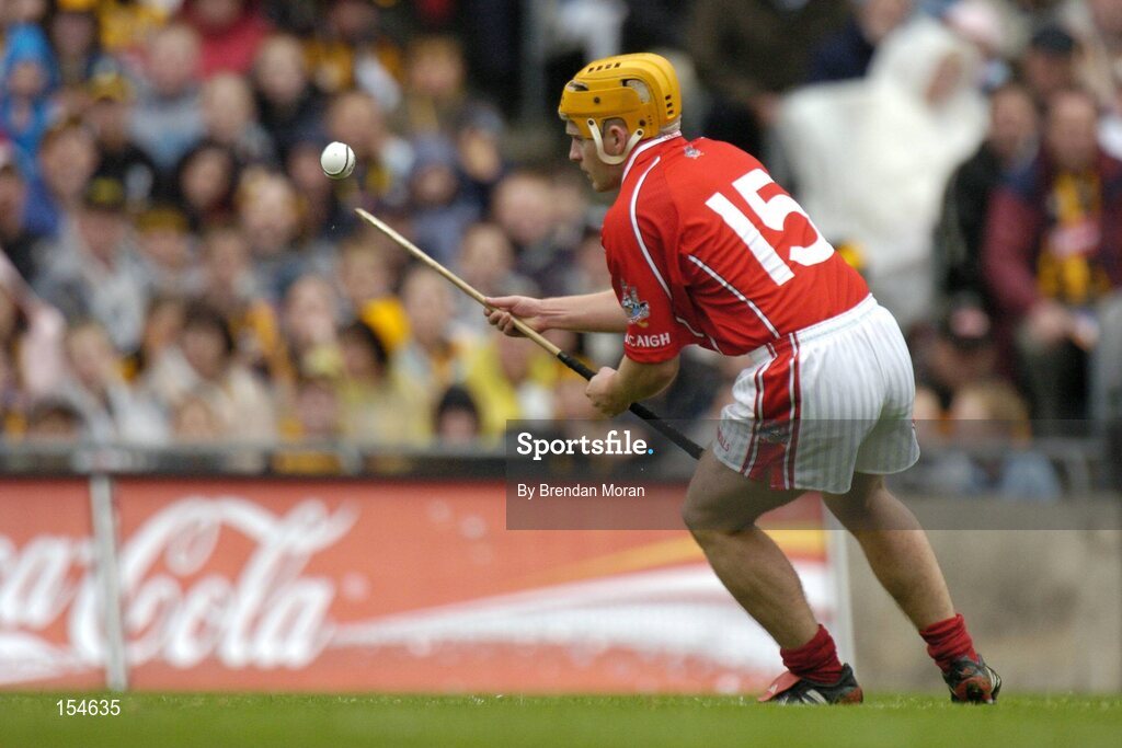 12 September 2004; Joe Deane, Cork. Guinness All-Ireland Senior Hurling Championship Final, Cork v Kilkenny, Croke Park, Dublin. Picture credit; Brendan Moran / SPORTSFILE *** Local Caption *** Any photograph taken by SPORTSFILE during, or in connection with, the 2004 Guinness All-Ireland Hurling Final which displays GAA logos or contains an image or part of an image of any GAA intellectual property, or, which contains images of a GAA player/players in their playing uniforms, may only be used for editorial and non-advertising purposes.  Use of photographs for advertising, as posters or for purchase separately is strictly prohibited unless prior written approval has been obtained from the Gaelic Athletic Association.