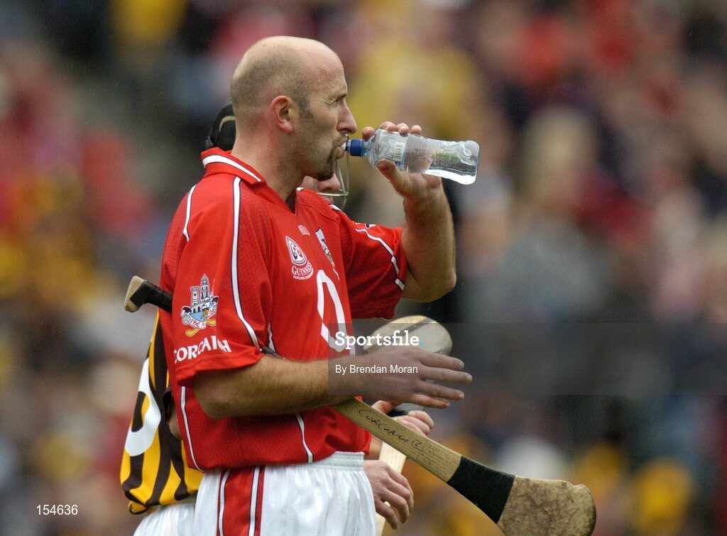 12 September 2004; Brian Corcoran, Cork. Guinness All-Ireland Senior Hurling Championship Final, Cork v Kilkenny, Croke Park, Dublin. Picture credit; Brendan Moran / SPORTSFILE *** Local Caption *** Any photograph taken by SPORTSFILE during, or in connection with, the 2004 Guinness All-Ireland Hurling Final which displays GAA logos or contains an image or part of an image of any GAA intellectual property, or, which contains images of a GAA player/players in their playing uniforms, may only be used for editorial and non-advertising purposes.  Use of photographs for advertising, as posters or for purchase separately is strictly prohibited unless prior written approval has been obtained from the Gaelic Athletic Association.