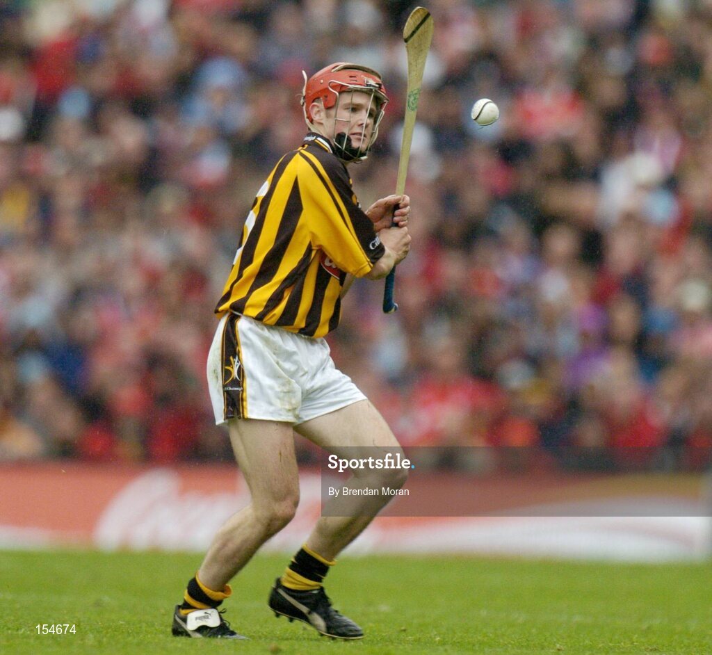 12 September 2004; Tommy Walsh, Kilkenny. Guinness All-Ireland Senior Hurling Championship Final, Cork v Kilkenny, Croke Park, Dublin. Picture credit; Brendan Moran / SPORTSFILE *** Local Caption *** Any photograph taken by SPORTSFILE during, or in connection with, the 2004 Guinness All-Ireland Hurling Final which displays GAA logos or contains an image or part of an image of any GAA intellectual property, or, which contains images of a GAA player/players in their playing uniforms, may only be used for editorial and non-advertising purposes.  Use of photographs for advertising, as posters or for purchase separately is strictly prohibited unless prior written approval has been obtained from the Gaelic Athletic Association. *** Local Caption *** Any photograph taken by SPORTSFILE during, or in connection with, the 2004 Guinness All-Ireland Hurling Final which displays GAA logos or contains an image or part of an image of any GAA intellectual property, or, which contains images of a GAA player/players in their playing uniforms, may only be used for editorial and non-advertising purposes.  Use of photographs for advertising, as posters or for purchase separately is strictly prohibited unless prior written approval has been obtained from the Gaelic Athletic Association.