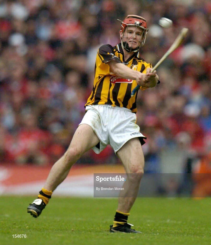 12 September 2004; Tommy Walsh, Kilkenny. Guinness All-Ireland Senior Hurling Championship Final, Cork v Kilkenny, Croke Park, Dublin. Picture credit; Brendan Moran / SPORTSFILE *** Local Caption *** Any photograph taken by SPORTSFILE during, or in connection with, the 2004 Guinness All-Ireland Hurling Final which displays GAA logos or contains an image or part of an image of any GAA intellectual property, or, which contains images of a GAA player/players in their playing uniforms, may only be used for editorial and non-advertising purposes.  Use of photographs for advertising, as posters or for purchase separately is strictly prohibited unless prior written approval has been obtained from the Gaelic Athletic Association. *** Local Caption *** Any photograph taken by SPORTSFILE during, or in connection with, the 2004 Guinness All-Ireland Hurling Final which displays GAA logos or contains an image or part of an image of any GAA intellectual property, or, which contains images of a GAA player/players in their playing uniforms, may only be used for editorial and non-advertising purposes.  Use of photographs for advertising, as posters or for purchase separately is strictly prohibited unless prior written approval has been obtained from the Gaelic Athletic Association.