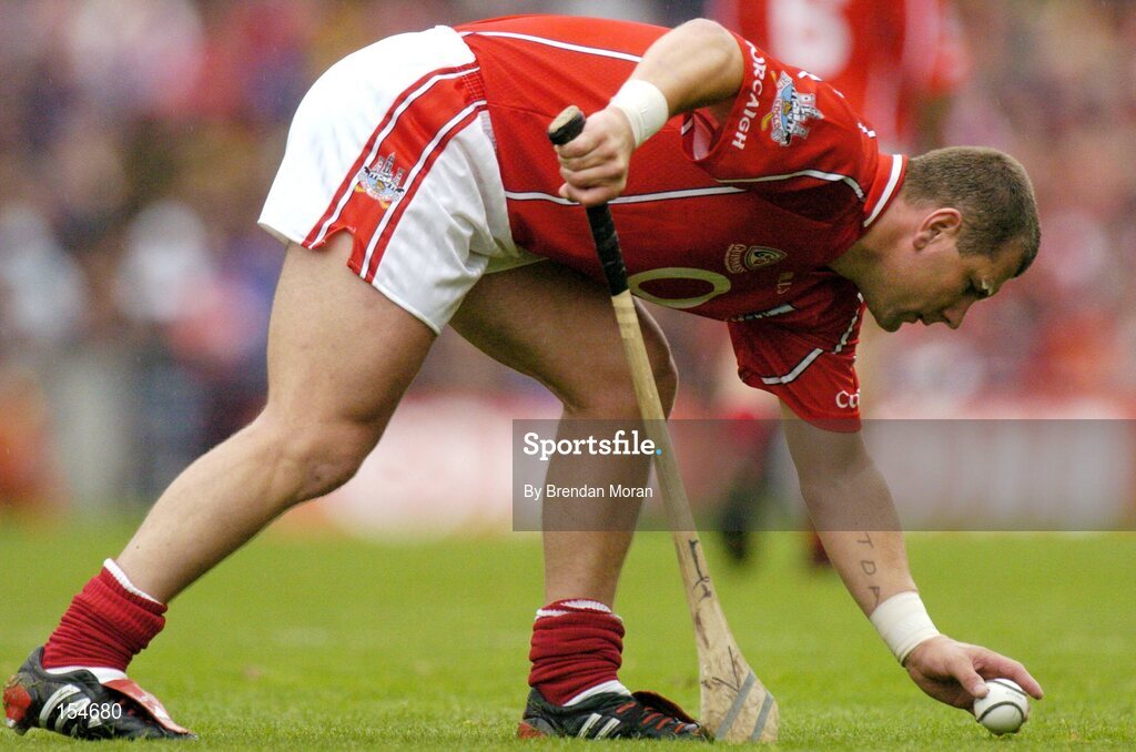 12 September 2004; Diarmuid O'Sullivan, Cork. Guinness All-Ireland Senior Hurling Championship Final, Cork v Kilkenny, Croke Park, Dublin. Picture credit; Brendan Moran / SPORTSFILE *** Local Caption *** Any photograph taken by SPORTSFILE during, or in connection with, the 2004 Guinness All-Ireland Hurling Final which displays GAA logos or contains an image or part of an image of any GAA intellectual property, or, which contains images of a GAA player/players in their playing uniforms, may only be used for editorial and non-advertising purposes.  Use of photographs for advertising, as posters or for purchase separately is strictly prohibited unless prior written approval has been obtained from the Gaelic Athletic Association.