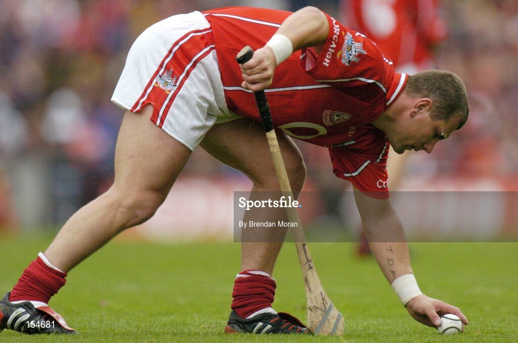 12 September 2004; Diarmuid O'Sullivan, Cork. Guinness All-Ireland Senior Hurling Championship Final, Cork v Kilkenny, Croke Park, Dublin. Picture credit; Brendan Moran / SPORTSFILE *** Local Caption *** Any photograph taken by SPORTSFILE during, or in connection with, the 2004 Guinness All-Ireland Hurling Final which displays GAA logos or contains an image or part of an image of any GAA intellectual property, or, which contains images of a GAA player/players in their playing uniforms, may only be used for editorial and non-advertising purposes.  Use of photographs for advertising, as posters or for purchase separately is strictly prohibited unless prior written approval has been obtained from the Gaelic Athletic Association.