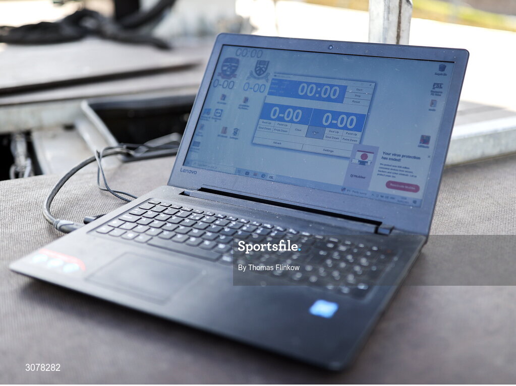 16 March 2025; A general view of the scoreboard software before the Allianz Football League Division 2 match between Meath and Monaghan at Páirc Tailteann in Navan, Meath. Photo by Thomas Flinkow/Sportsfile