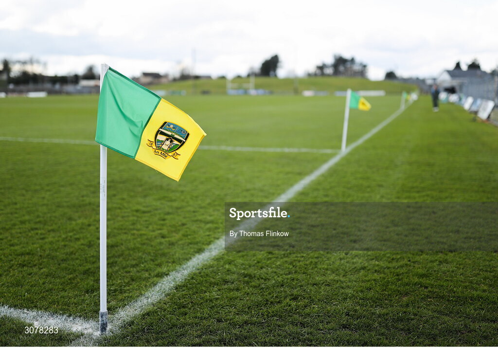 16 March 2025; A general view of a sideline flag before the Allianz Football League Division 2 match between Meath and Monaghan at Páirc Tailteann in Navan, Meath. Photo by Thomas Flinkow/Sportsfile