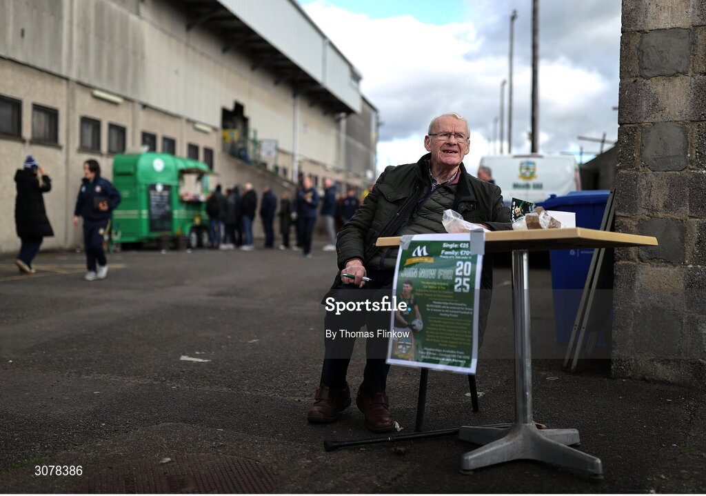 16 March 2025; Meath GAA Supporters Club honorary president Jack Kieran before the Allianz Football League Division 2 match between Meath and Monaghan at Páirc Tailteann in Navan, Meath. Photo by Thomas Flinkow/Sportsfile