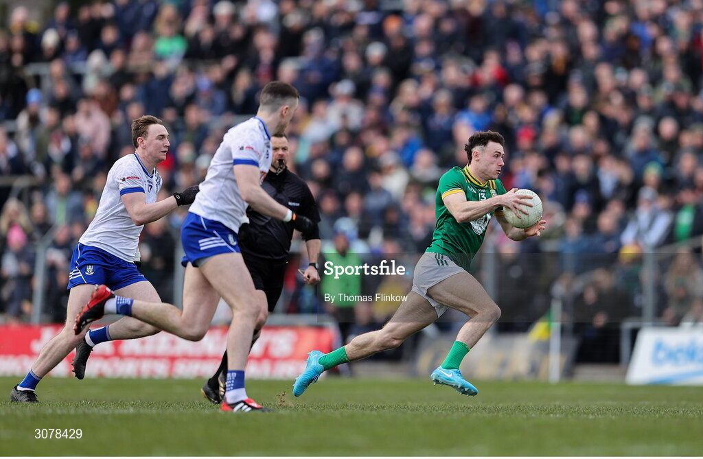16 March 2025; Jordan Morris during the Allianz Football League Division 2 match between Meath and Monaghan at Páirc Tailteann in Navan, Meath. Photo by Thomas Flinkow/Sportsfile