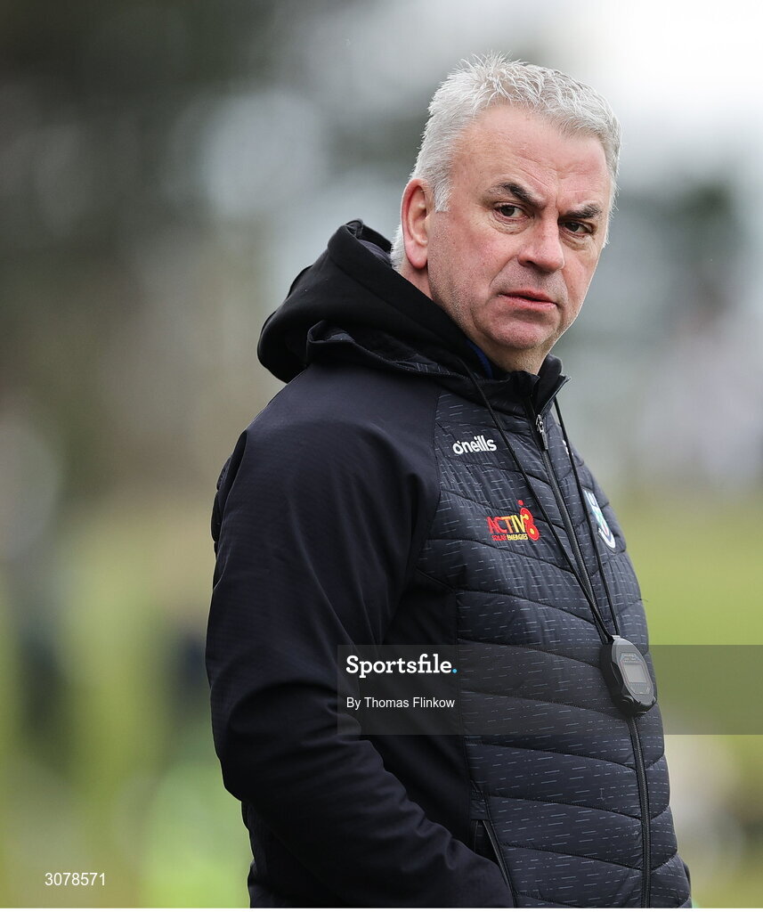 16 March 2025; Monaghan manager Gabriel Bannigan during the Allianz Football League Division 2 match between Meath and Monaghan at Páirc Tailteann in Navan, Meath. Photo by Thomas Flinkow/Sportsfile