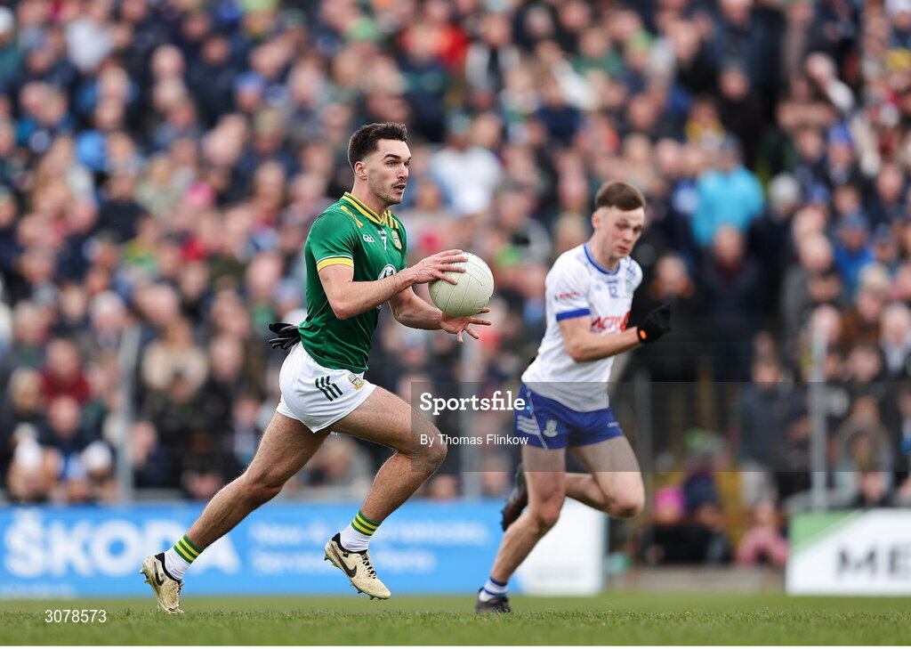 16 March 2025; Ciarán Caulfield of Meath during the Allianz Football League Division 2 match between Meath and Monaghan at Páirc Tailteann in Navan, Meath. Photo by Thomas Flinkow/Sportsfile