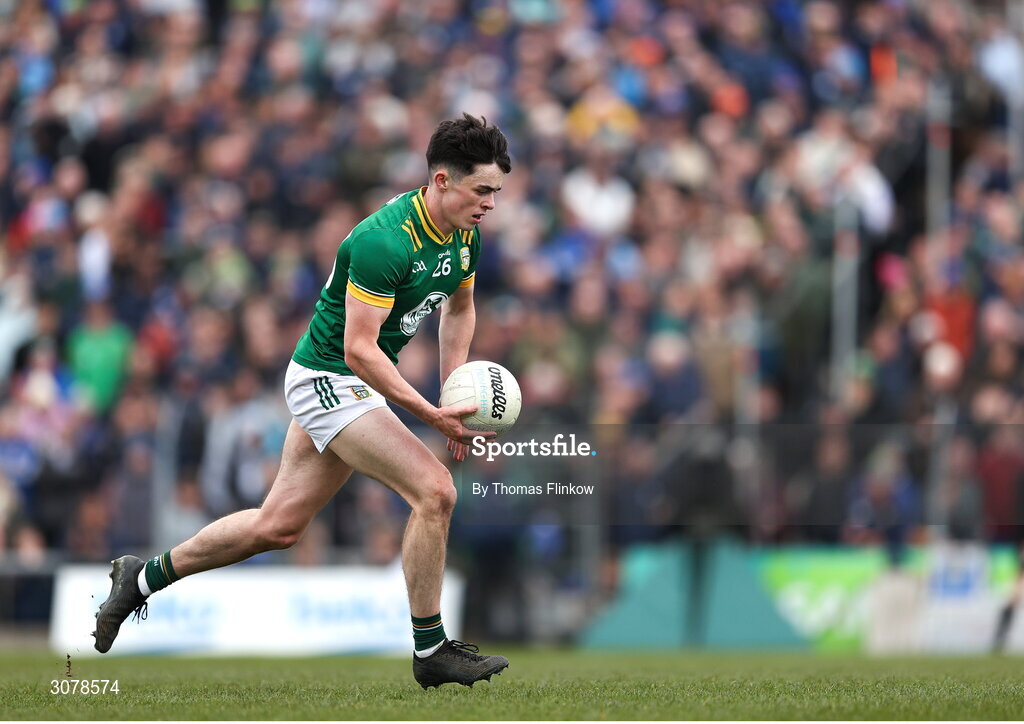 16 March 2025; Eoin Harkin of Meath during the Allianz Football League Division 2 match between Meath and Monaghan at Páirc Tailteann in Navan, Meath. Photo by Thomas Flinkow/Sportsfile