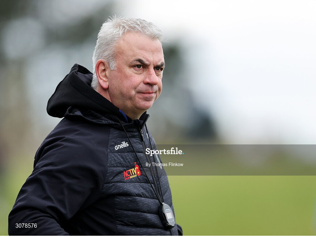 16 March 2025; Monaghan manager Gabriel Bannigan during the Allianz Football League Division 2 match between Meath and Monaghan at Páirc Tailteann in Navan, Meath. Photo by Thomas Flinkow/Sportsfile