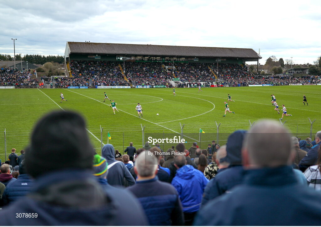 16 March 2025; A general view of match action during the Allianz Football League Division 2 match between Meath and Monaghan at Páirc Tailteann in Navan, Meath. Photo by Thomas Flinkow/Sportsfile