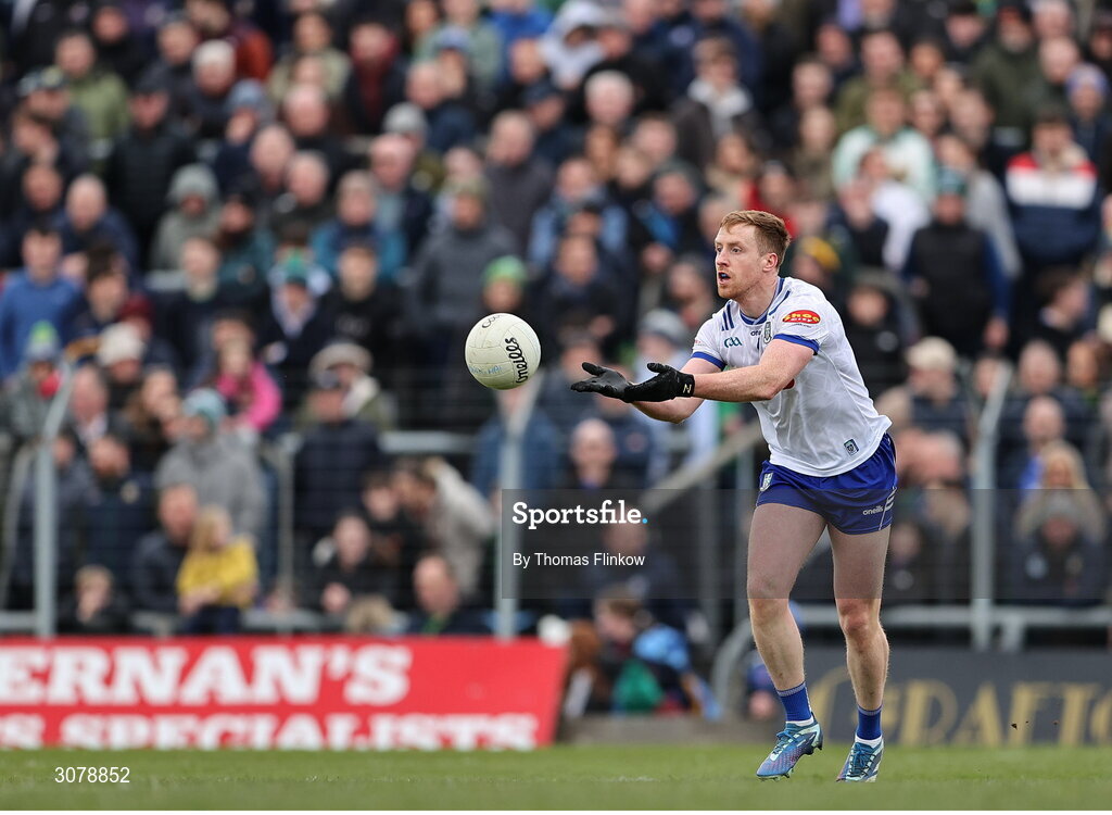 16 March 2025; Kieran Duffy of Monaghan during the Allianz Football League Division 2 match between Meath and Monaghan at Páirc Tailteann in Navan, Meath. Photo by Thomas Flinkow/Sportsfile