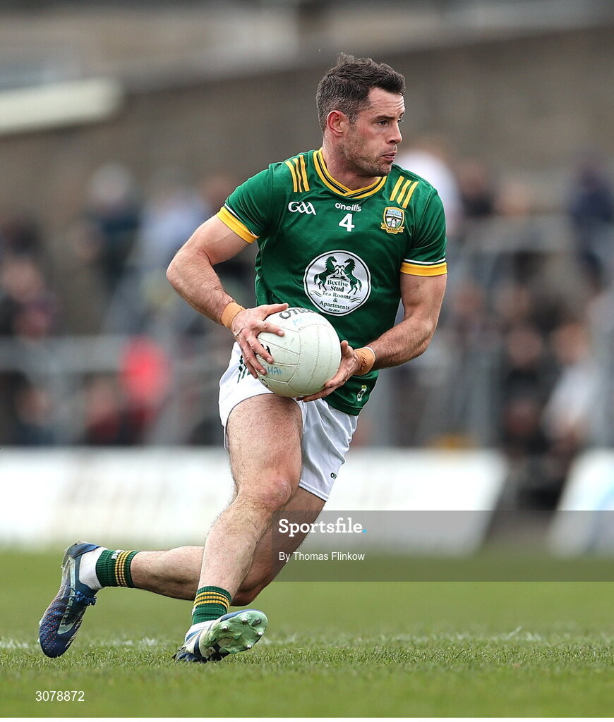 16 March 2025; Donal Keogan of Meath during the Allianz Football League Division 2 match between Meath and Monaghan at Páirc Tailteann in Navan, Meath. Photo by Thomas Flinkow/Sportsfile