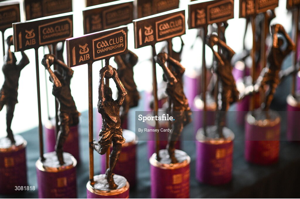 21 March 2025; A general view of the awards in advance of the AIB Club Player Awards at Croke Park in Dublin. The AIB Club Player Awards celebrated the best players from club Football, Hurling, Camogie, and LGFA in a single ceremony for the first time, recognising their outstanding achievements on the field throughout the season. Photo by Ramsey Cardy/Sportsfile