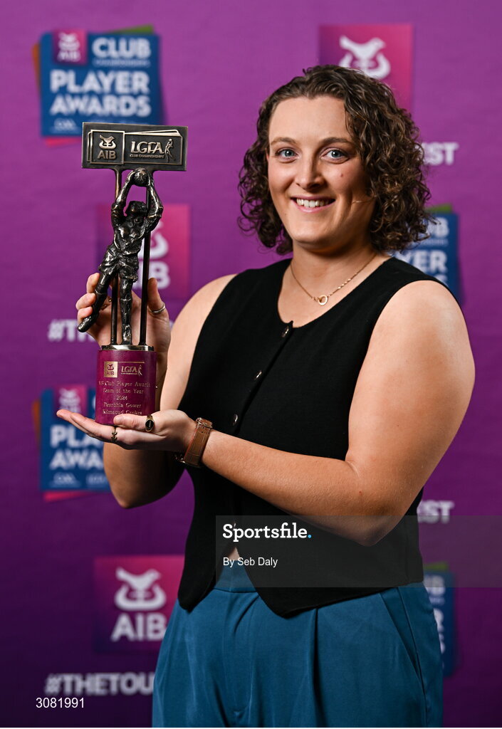 21 March 2025; Kilmacud Crokes ladies footballer Dearbhla Gower with her 2024 Ladies Gaelic Football Team of the Year award during the AIB Club Player Awards at Croke Park in Dublin. The AIB Club Player Awards celebrated the best players from club Football, Hurling, Camogie, and LGFA in a single ceremony for the first time, recognising their outstanding achievements on the field throughout the season. Photo by Seb Daly/Sportsfile
