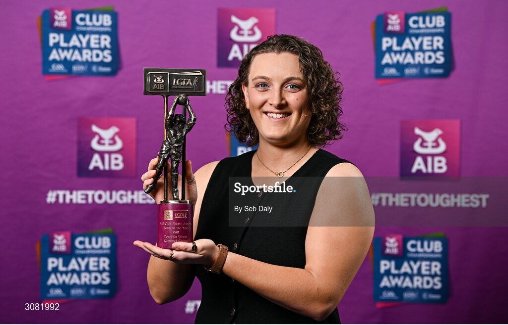 21 March 2025; Kilmacud Crokes ladies footballer Dearbhla Gower with her 2024 Ladies Gaelic Football Team of the Year award during the AIB Club Player Awards at Croke Park in Dublin. The AIB Club Player Awards celebrated the best players from club Football, Hurling, Camogie, and LGFA in a single ceremony for the first time, recognising their outstanding achievements on the field throughout the season. Photo by Seb Daly/Sportsfile