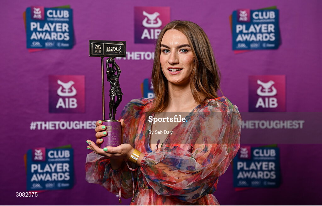 21 March 2025; Kilmacud Crokes ladies footballer Lauren Magee with her 2024 Ladies Gaelic Football Team of the Year award during the AIB Club Player Awards at Croke Park in Dublin. The AIB Club Player Awards celebrated the best players from club Football, Hurling, Camogie, and LGFA in a single ceremony for the first time, recognising their outstanding achievements on the field throughout the season. Photo by Seb Daly/Sportsfile