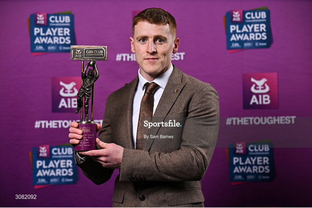 21 March 2025; Errigal Ciaran footballer Peter Harte with his 2024/25 Football Team of the Year award during the AIB Club Player Awards at Croke Park in Dublin. The AIB Club Player Awards celebrated the best players from club Football, Hurling, Camogie, and LGFA in a single ceremony for the first time, recognising their outstanding achievements on the field throughout the season. Photo by Sam Barnes/Sportsfile