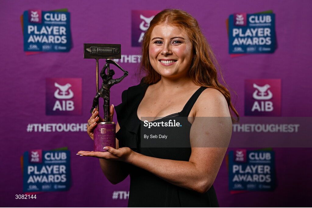 21 March 2025; Truagh Clonlara camogie player Sophie Cullen with her 2024 Camogie Team of the Year award during the AIB Club Player Awards at Croke Park in Dublin. The AIB Club Player Awards celebrated the best players from club Football, Hurling, Camogie, and LGFA in a single ceremony for the first time, recognising their outstanding achievements on the field throughout the season. Photo by Seb Daly/Sportsfile