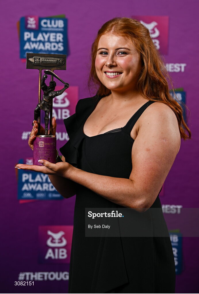 21 March 2025; Truagh Clonlara camogie player Sophie Cullen with her 2024 Camogie Team of the Year award during the AIB Club Player Awards at Croke Park in Dublin. The AIB Club Player Awards celebrated the best players from club Football, Hurling, Camogie, and LGFA in a single ceremony for the first time, recognising their outstanding achievements on the field throughout the season. Photo by Seb Daly/Sportsfile