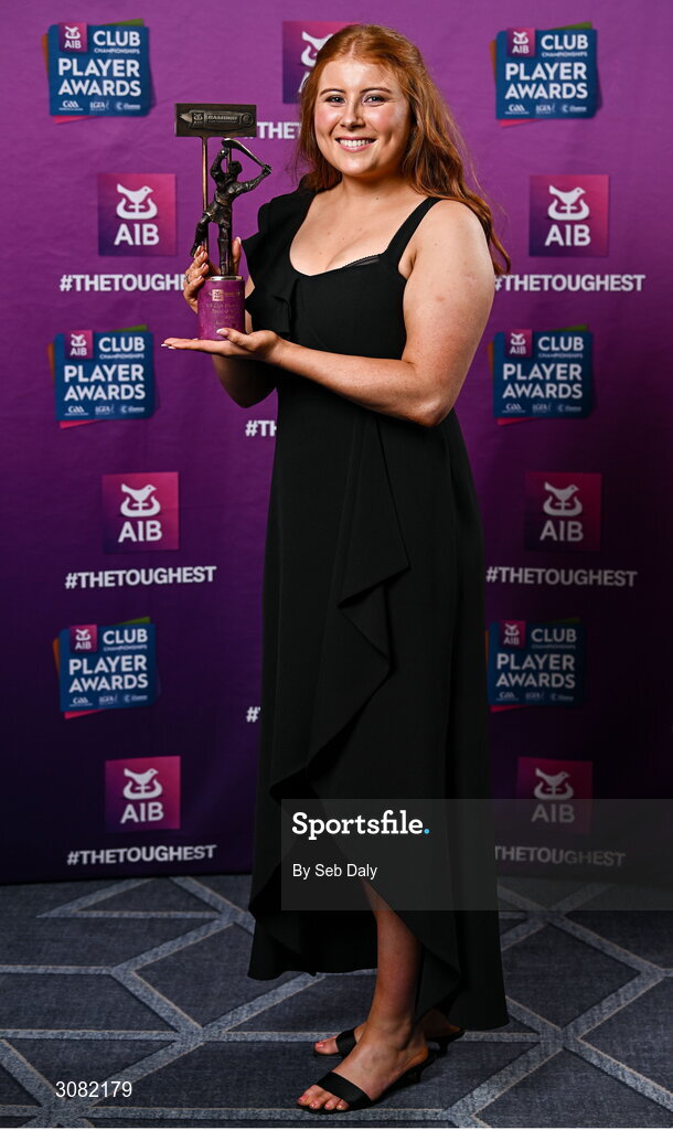 21 March 2025; Truagh Clonlara camogie player Sophie Cullen with her 2024 Camogie Team of the Year award during the AIB Club Player Awards at Croke Park in Dublin. The AIB Club Player Awards celebrated the best players from club Football, Hurling, Camogie, and LGFA in a single ceremony for the first time, recognising their outstanding achievements on the field throughout the season. Photo by Seb Daly/Sportsfile