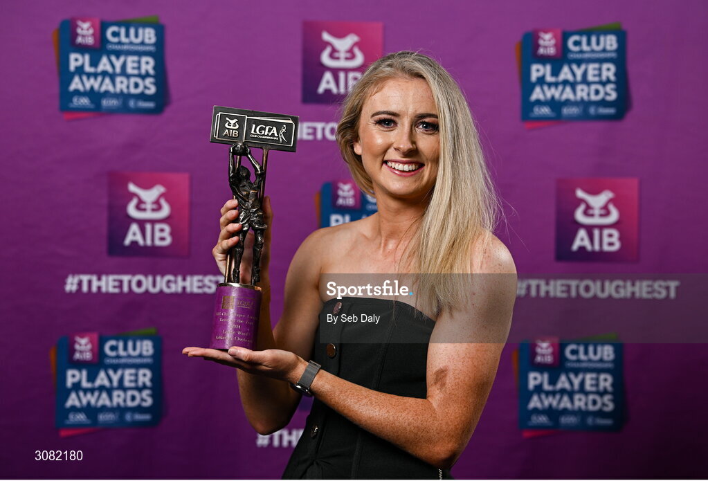 21 March 2025; Kilkerrin-Clonberne ladies footballer Louise Ward with her 2024 Ladies Gaelic Football Team of the Year award during the AIB Club Player Awards at Croke Park in Dublin. The AIB Club Player Awards celebrated the best players from club Football, Hurling, Camogie, and LGFA in a single ceremony for the first time, recognising their outstanding achievements on the field throughout the season. Photo by Seb Daly/Sportsfile