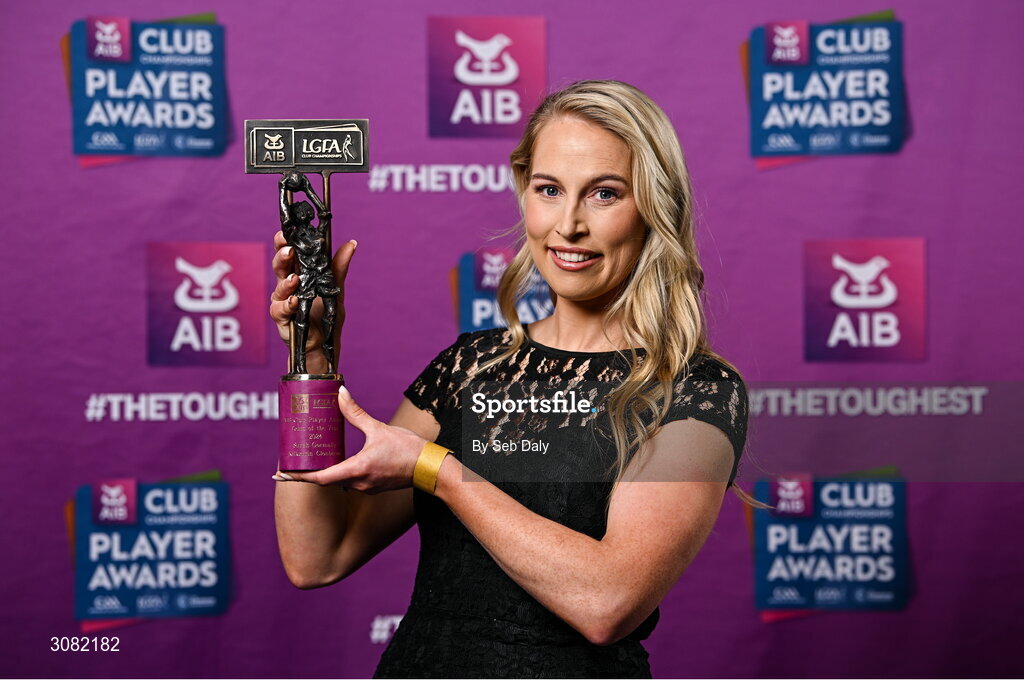 21 March 2025; Kilkerrin-Clonberne ladies footballer Sarah Gormally with her 2024 Ladies Gaelic Football Team of the Year award during the AIB Club Player Awards at Croke Park in Dublin. The AIB Club Player Awards celebrated the best players from club Football, Hurling, Camogie, and LGFA in a single ceremony for the first time, recognising their outstanding achievements on the field throughout the season. Photo by Seb Daly/Sportsfile