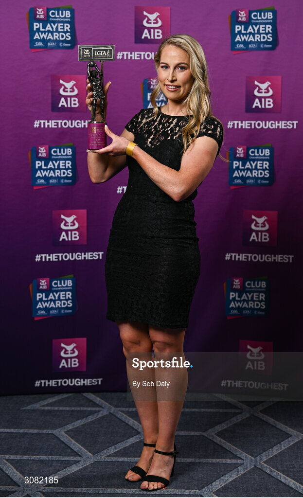 21 March 2025; Kilkerrin-Clonberne ladies footballer Sarah Gormally with her 2024 Ladies Gaelic Football Team of the Year award during the AIB Club Player Awards at Croke Park in Dublin. The AIB Club Player Awards celebrated the best players from club Football, Hurling, Camogie, and LGFA in a single ceremony for the first time, recognising their outstanding achievements on the field throughout the season. Photo by Seb Daly/Sportsfile