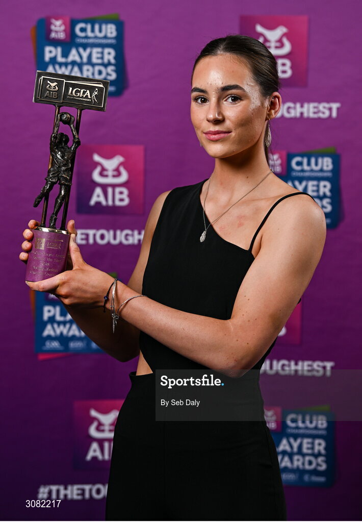 21 March 2025; Kilkerrin-Clonberne ladies footballer Aisling Madden with her 2024 Ladies Gaelic Football Team of the Year award during the AIB Club Player Awards at Croke Park in Dublin. The AIB Club Player Awards celebrated the best players from club Football, Hurling, Camogie, and LGFA in a single ceremony for the first time, recognising their outstanding achievements on the field throughout the season. Photo by Seb Daly/Sportsfile