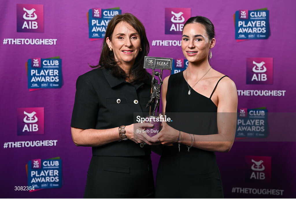 21 March 2025; Kilkerrin-Clonberne ladies footballer Aisling Madden with her Mother Claire during the AIB Club Player Awards at Croke Park in Dublin. The AIB Club Player Awards celebrated the best players from club Football, Hurling, Camogie, and LGFA in a single ceremony for the first time, recognising their outstanding achievements on the field throughout the season. Photo by Seb Daly/Sportsfile