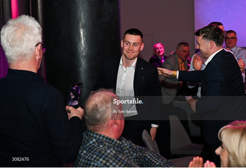 21 March 2025; AIB GAA Club Football Player of the Year Con O'Callaghan of Cuala makes his way to the stage to collect his award during the AIB Club Player Awards at Croke Park in Dublin. The AIB Club Player Awards celebrated the best players from club Football, Hurling, Camogie, and LGFA in a single ceremony for the first time, recognising their outstanding achievements on the field throughout the season. Photo by Sam Barnes/Sportsfile