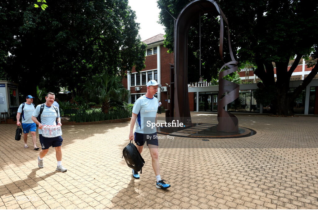 24 March 2025; Head coach Leo Cullen arrives for Leinster Rugby squad training at Northwood College in Durban, South Africa. Photo by Shaun Roy/Sportsfile