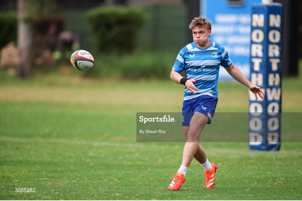 24 March 2025; Fintan Gunne during a Leinster Rugby squad training session at Northwood College in Durban, South Africa. Photo by Shaun Roy/Sportsfile