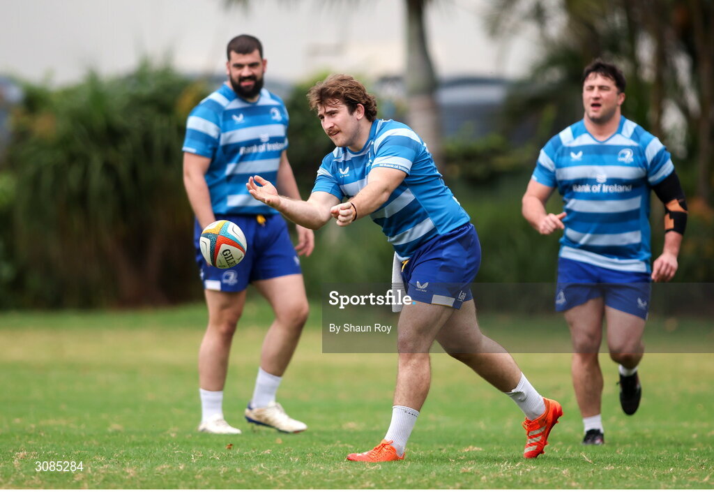 24 March 2025; John McKee during a Leinster Rugby squad training session at Northwood College in Durban, South Africa. Photo by Shaun Roy/Sportsfile