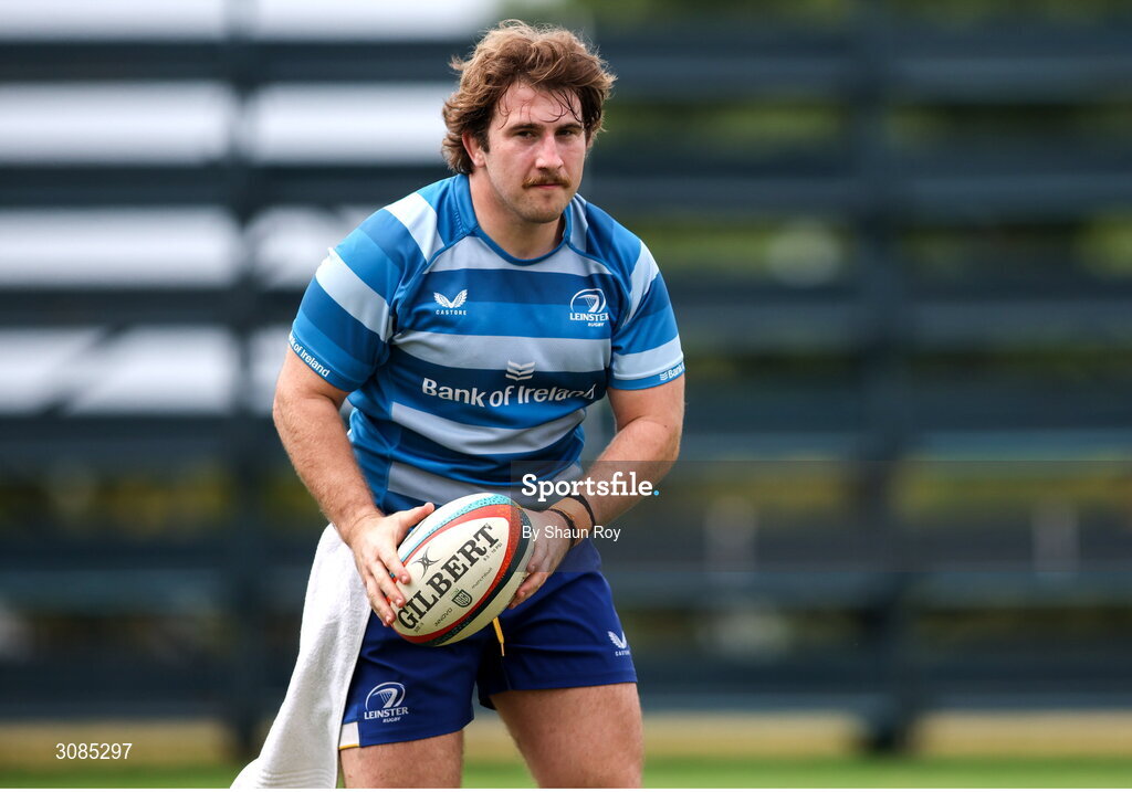 24 March 2025; John McKee during a Leinster Rugby squad training session at Northwood College in Durban, South Africa. Photo by Shaun Roy/Sportsfile