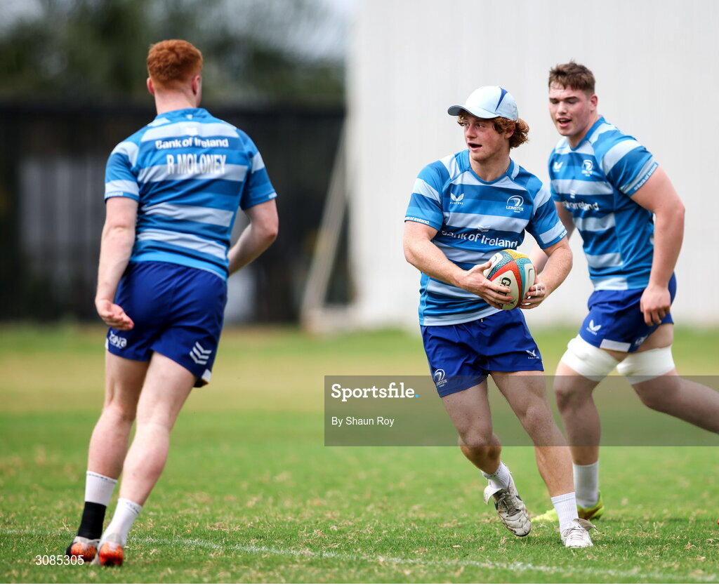 24 March 2025; Henry McErlean during a Leinster Rugby squad training session at Northwood College in Durban, South Africa. Photo by Shaun Roy/Sportsfile