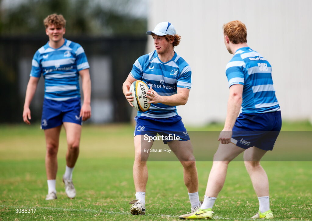 24 March 2025; Henry McErlean during a Leinster Rugby squad training session at Northwood College in Durban, South Africa. Photo by Shaun Roy/Sportsfile