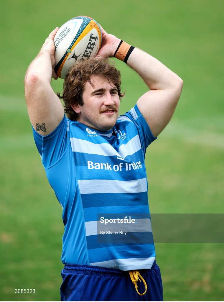 24 March 2025; John McKee during a Leinster Rugby squad training session at Northwood College in Durban, South Africa. Photo by Shaun Roy/Sportsfile