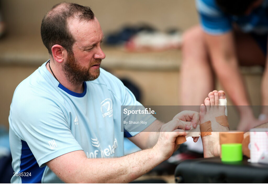 24 March 2025; Lead academy physiotherapist Darren Hickey during a Leinster Rugby squad training session at Northwood College in Durban, South Africa. Photo by Shaun Roy/Sportsfile
