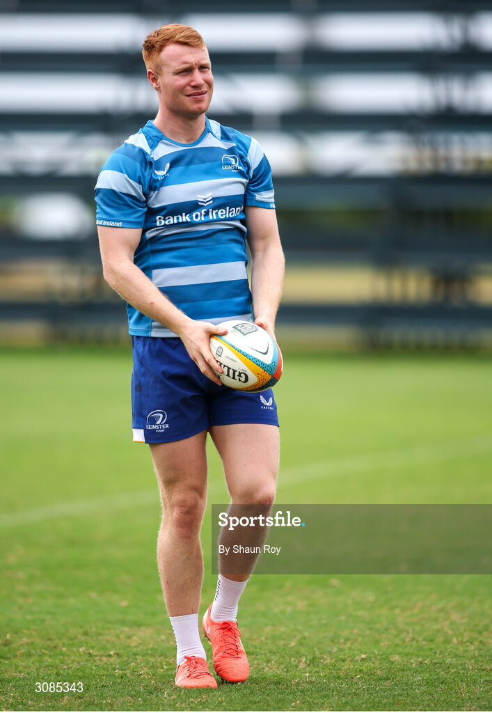 24 March 2025; Ciarán Frawley during a Leinster Rugby squad training session at Northwood College in Durban, South Africa. Photo by Shaun Roy/Sportsfile