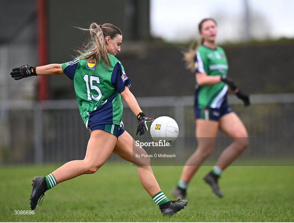 26 March 2025; Holly McPhillips of Bailieborough Community School during the Lidl LGFA PPS All-Ireland Senior C final match between Bailieborough Community School of Cavan and Coláiste Muire of Clare at Geraldine Park in Athy, Kildare. Photo by Piaras Ó Mídheach/Sportsfile