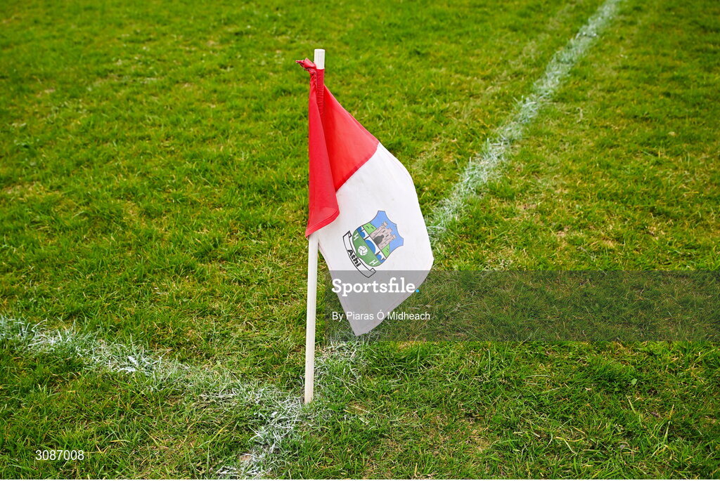 26 March 2025; A pitchside flag before the Lidl LGFA PPS All-Ireland Senior C final match between Bailieborough Community School of Cavan and Coláiste Muire of Clare at Geraldine Park in Athy, Kildare. Photo by Piaras Ó Mídheach/Sportsfile