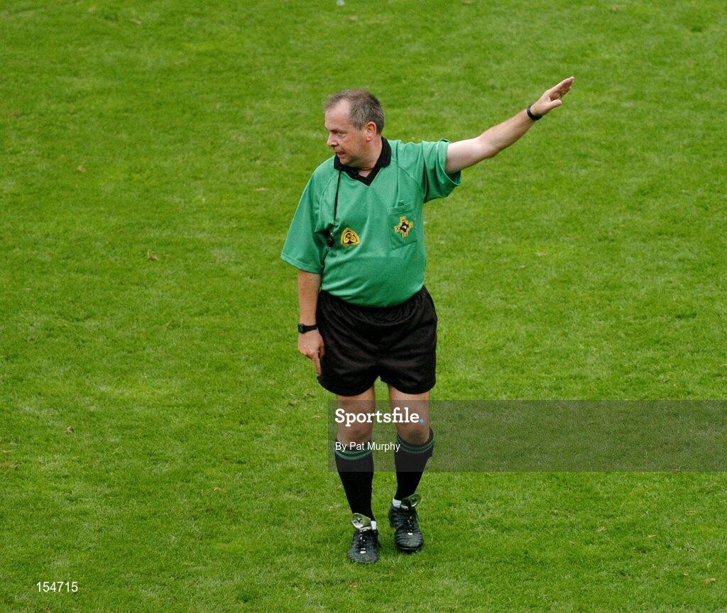 12 September 2004; Aodan Mac Suibhne, Referee. Guinness All-Ireland Senior Hurling Championship Final, Cork v Kilkenny, Croke Park, Dublin. Picture credit; Pat Murphy / SPORTSFILE *** Local Caption *** Any photograph taken by SPORTSFILE during, or in connection with, the 2004 Guinness All-Ireland Hurling Final which displays GAA logos or contains an image or part of an image of any GAA intellectual property, or, which contains images of a GAA player/players in their playing uniforms, may only be used for editorial and non-advertising purposes.  Use of photographs for advertising, as posters or for purchase separately is strictly prohibited unless prior written approval has been obtained from the Gaelic Athletic Association.