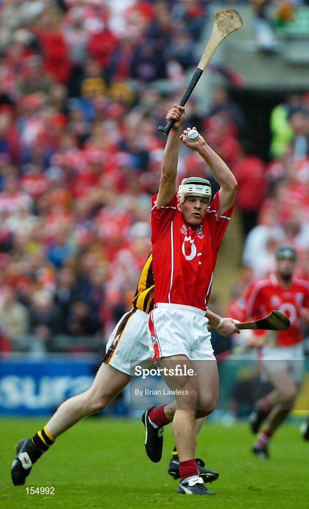 12 September 2004; Niall McCarthy, Cork. Guinness All-Ireland Senior Hurling Championship Final, Cork v Kilkenny, Croke Park, Dublin. Picture credit; Brian Lawless / SPORTSFILE *** Local Caption *** Any photograph taken by SPORTSFILE during, or in connection with, the 2004 Guinness All-Ireland Hurling Final which displays GAA logos or contains an image or part of an image of any GAA intellectual property, or, which contains images of a GAA player/players in their playing uniforms, may only be used for editorial and non-advertising purposes.  Use of photographs for advertising, as posters or for purchase separately is strictly prohibited unless prior written approval has been obtained from the Gaelic Athletic Association.