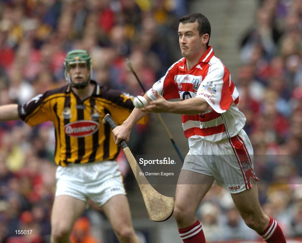 12 September 2004; Cork goalkeeper Donal Og Cusack. Guinness All-Ireland Senior Hurling Championship Final, Cork v Kilkenny, Croke Park, Dublin. Picture credit; Damien Eagers / SPORTSFILE *** Local Caption *** Any photograph taken by SPORTSFILE during, or in connection with, the 2004 Guinness All-Ireland Hurling Final which displays GAA logos or contains an image or part of an image of any GAA intellectual property, or, which contains images of a GAA player/players in their playing uniforms, may only be used for editorial and non-advertising purposes.  Use of photographs for advertising, as posters or for purchase separately is strictly prohibited unless prior written approval has been obtained from the Gaelic Athletic Association.