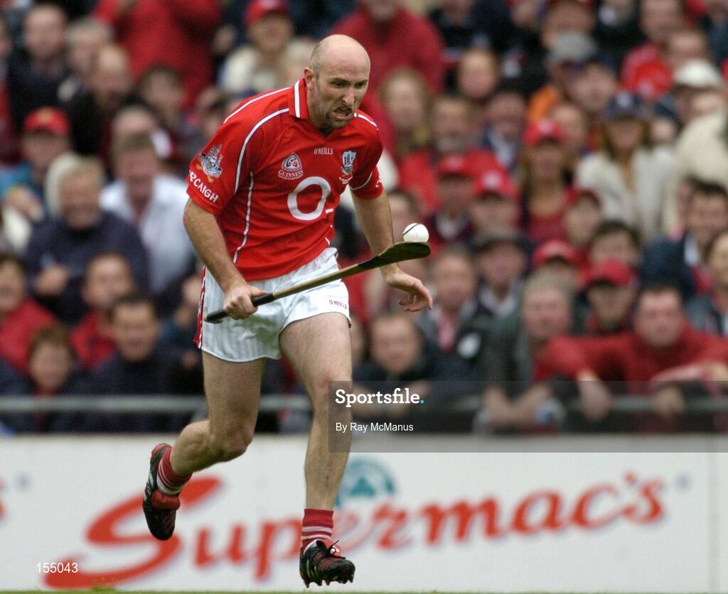 12 September 2004; Brian Corcoran, Cork. Guinness All-Ireland Senior Hurling Championship Final, Cork v Kilkenny, Croke Park, Dublin. Picture credit; Ray McManus / SPORTSFILE *** Local Caption *** Any photograph taken by SPORTSFILE during, or in connection with, the 2004 Guinness All-Ireland Hurling Final which displays GAA logos or contains an image or part of an image of any GAA intellectual property, or, which contains images of a GAA player/players in their playing uniforms, may only be used for editorial and non-advertising purposes.  Use of photographs for advertising, as posters or for purchase separately is strictly prohibited unless prior written approval has been obtained from the Gaelic Athletic Association.
